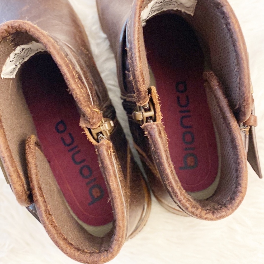 NEW BLONDO x Zappos | Brown leather waterproof heel combat ankle boots women 6 - Picture 8 of 9